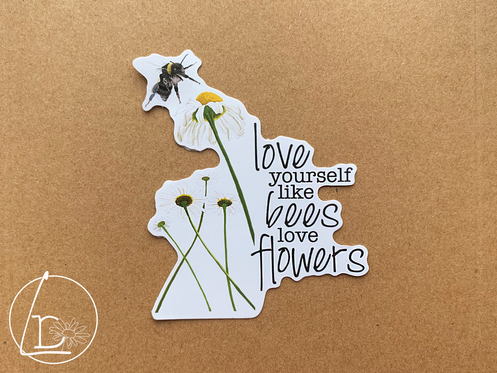 Love yourself like bees love flowers sticker