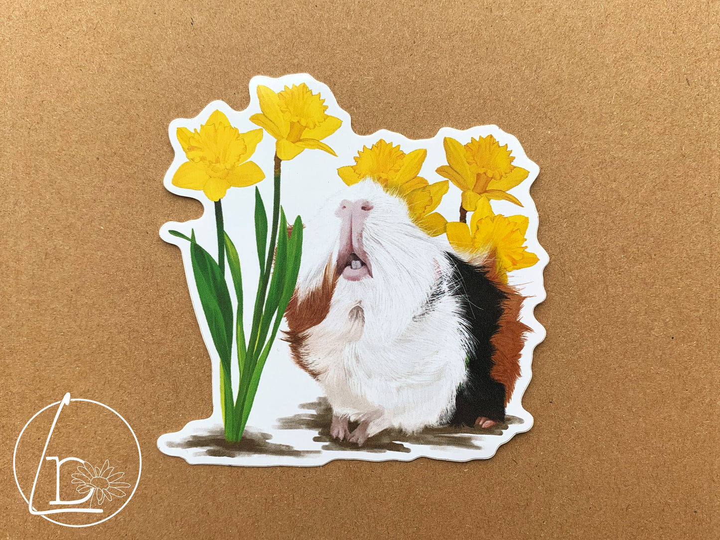 "Daffodils" Guinea Pig Sticker