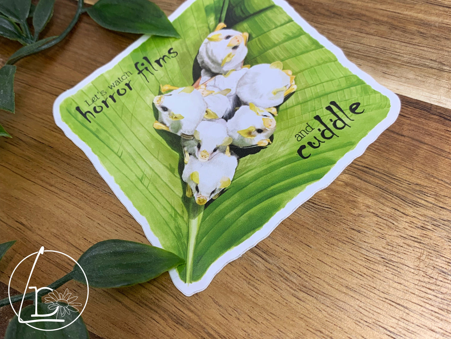 "Cuddle Party" Honduran White Bat Sticker