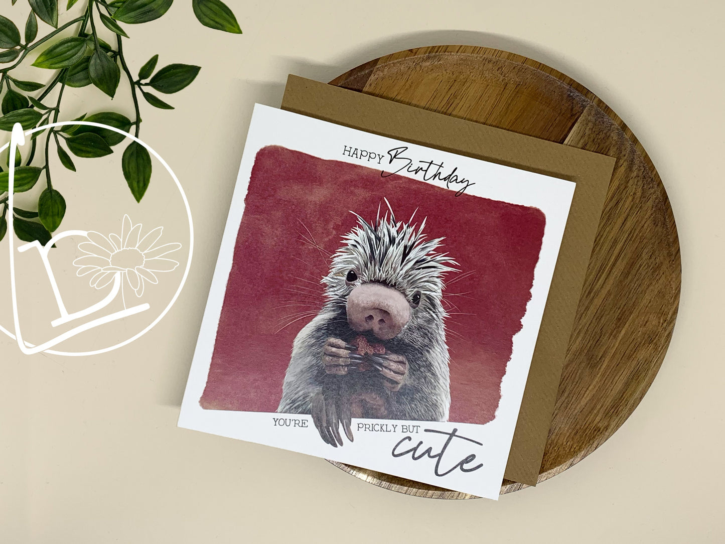 "Prickly but Cute" Porcupine Birthday Card