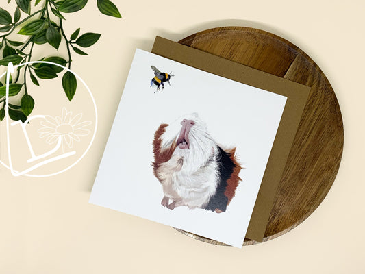 "Hello Mr Bumble" Guinea Pig Greeting Card