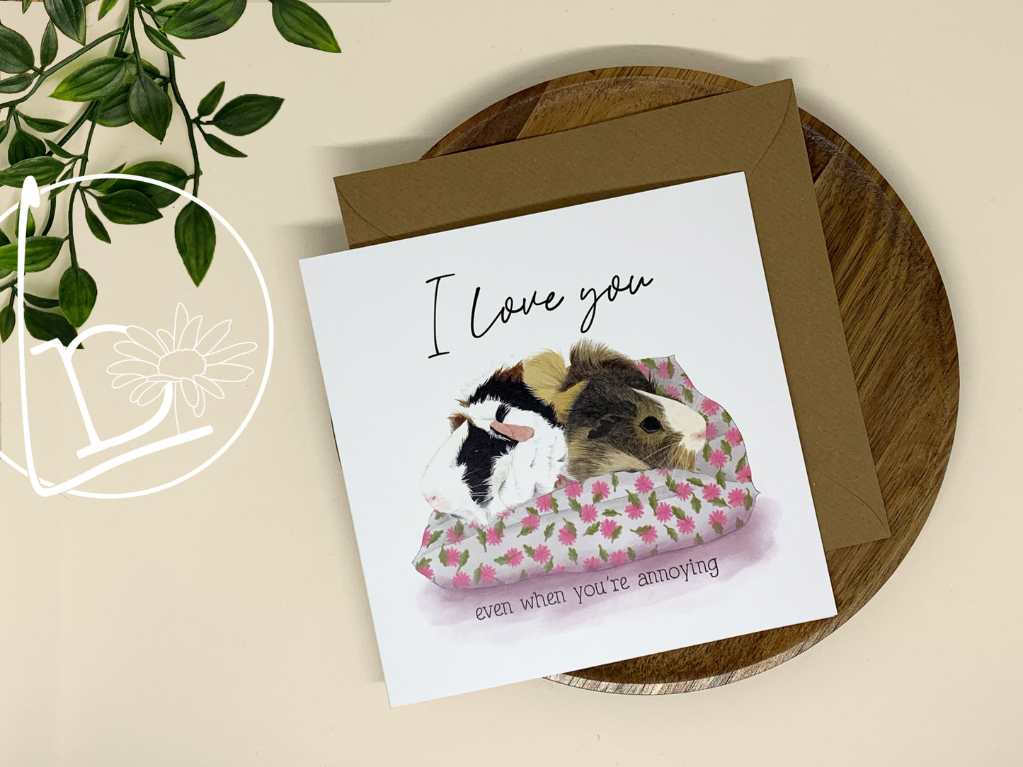 "I Love You" Guinea Pig Greeting Card