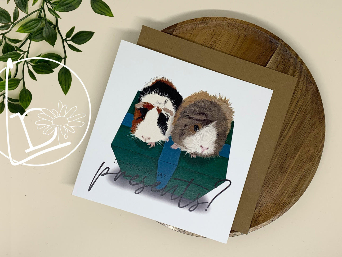 "Presents?" Guinea Pig Birthday Card