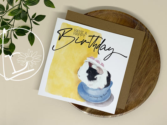 "Cup of Love" Guinea Pig Birthday Card