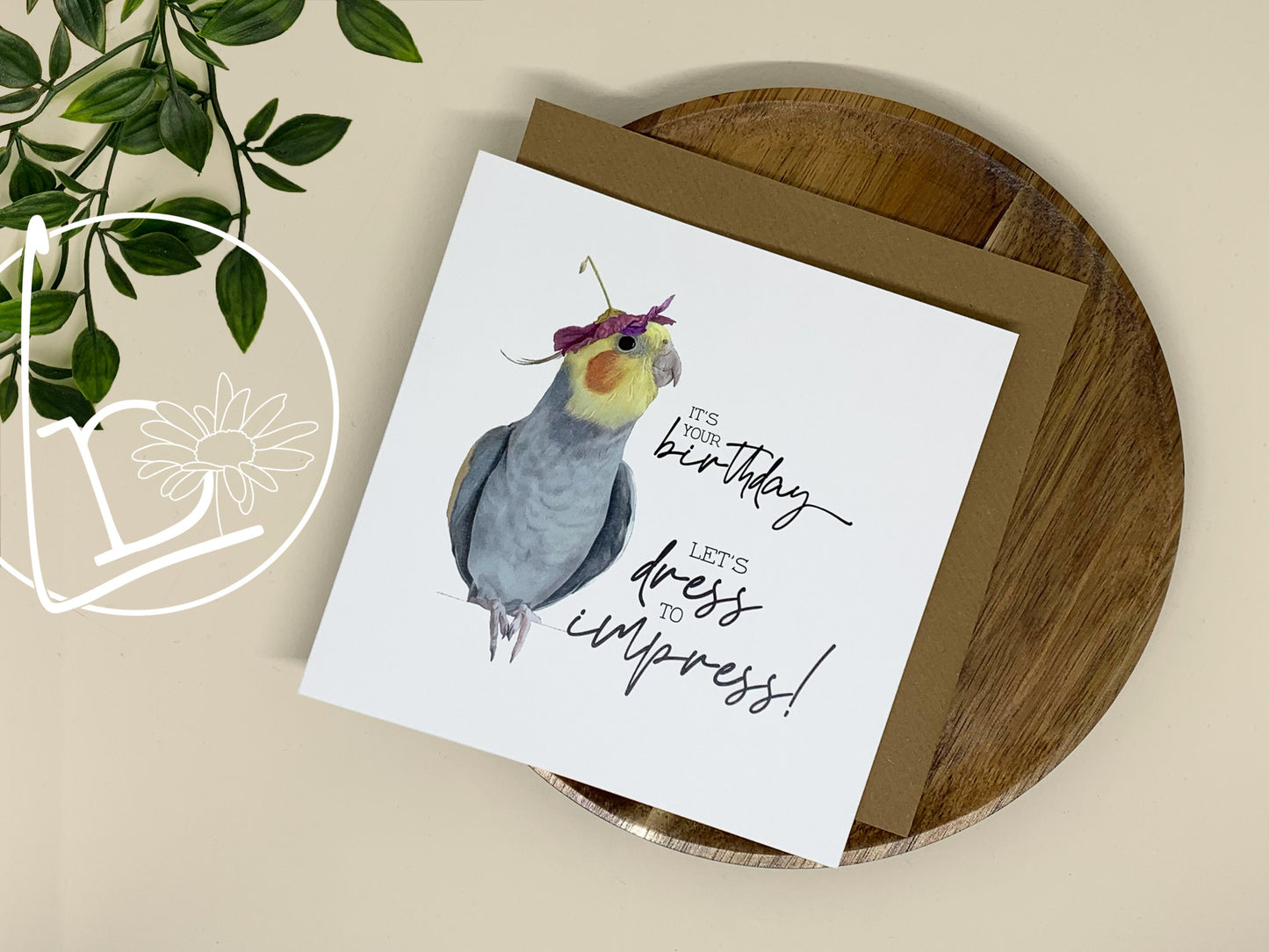 "Dress to Impress" Cockatiel Birthday Card