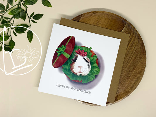 "Surprise!" Guinea Pig Christmas Card