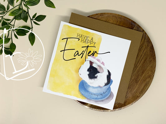 "Happy Easter" Guinea Pig Greeting Card