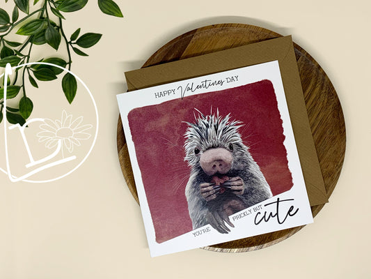 "Valentine's Day Prickly but Cute" Porcupine Greeting Card