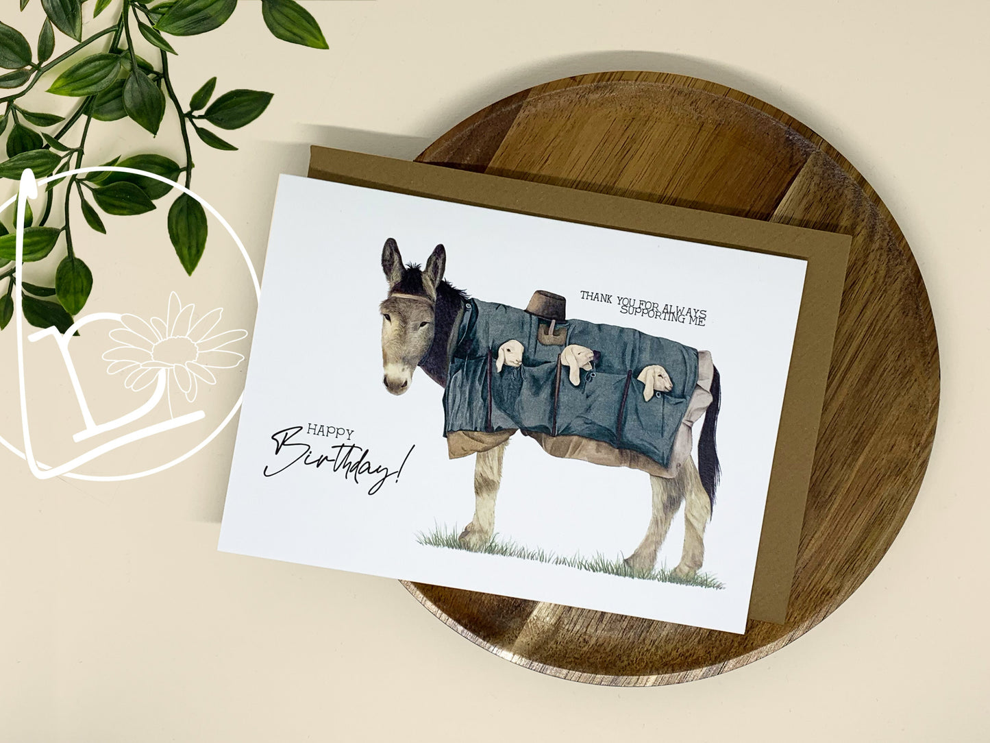 "Happy Birthday, Love Herman" Donkey Birthday Card