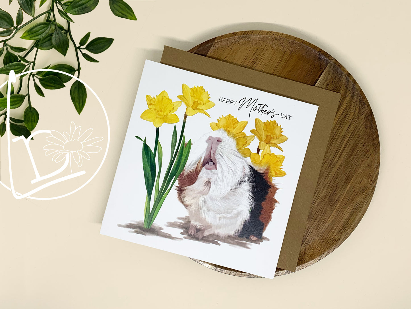 "Mother's Day Daffodils" Guinea Pig Greeting Card